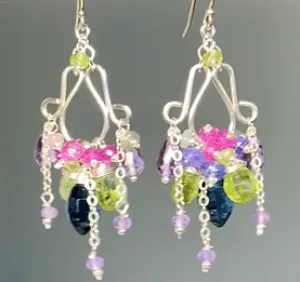 Sterling Silver Chandelier Earrings London Blue Topaz Peridot Leverback