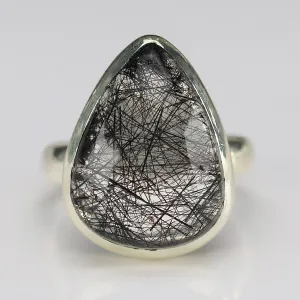 Sterling silver rutilated quartz ring