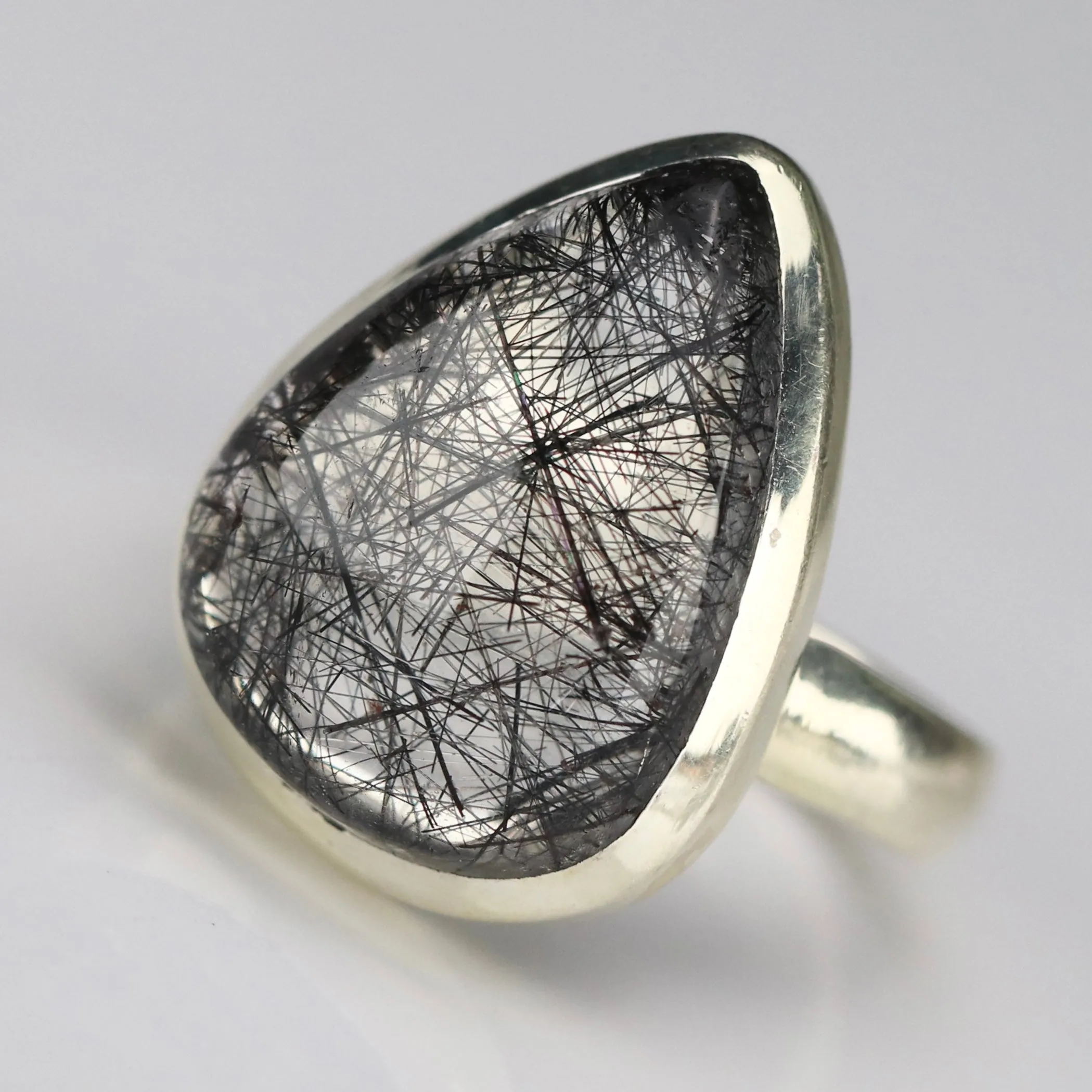 Sterling silver rutilated quartz ring