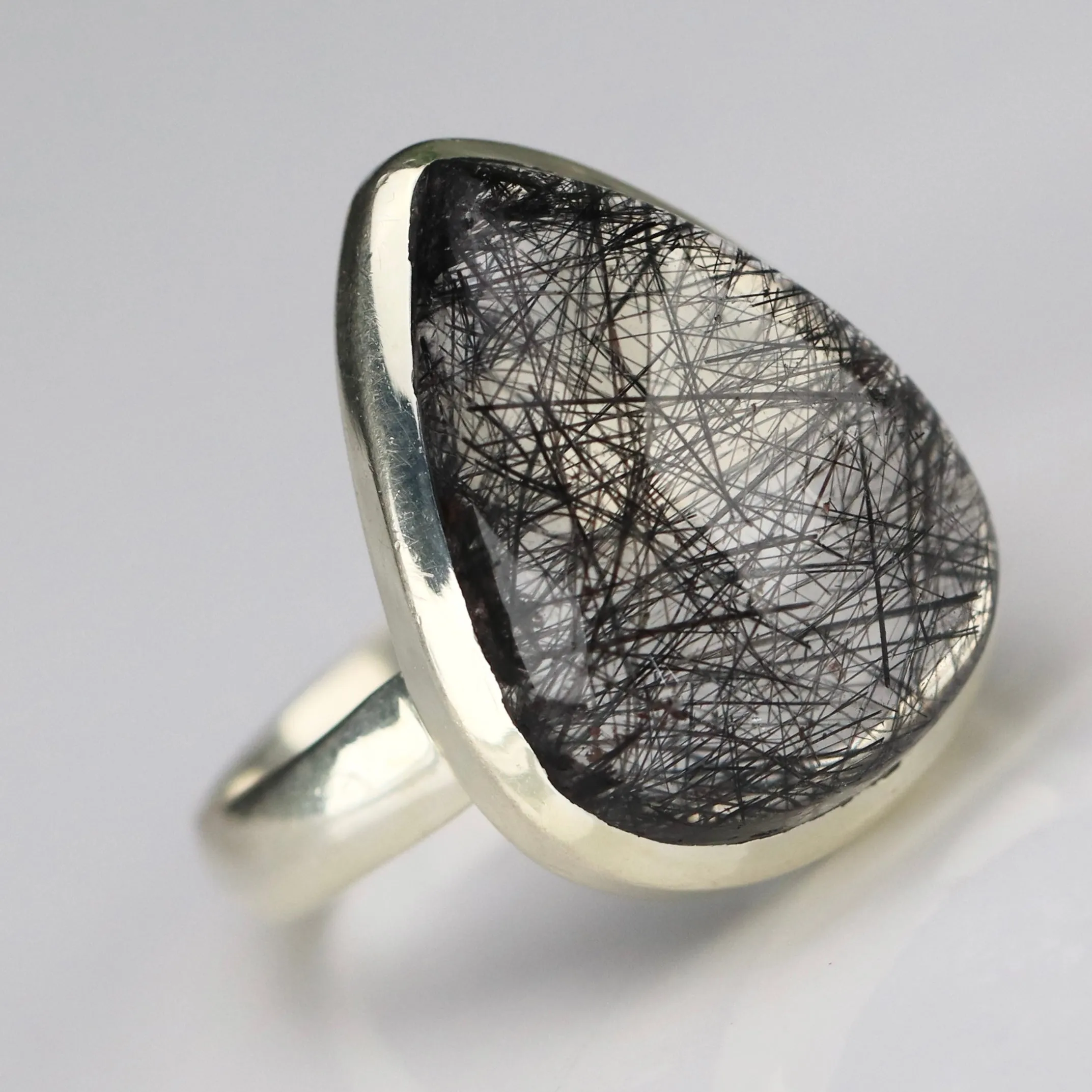 Sterling silver rutilated quartz ring