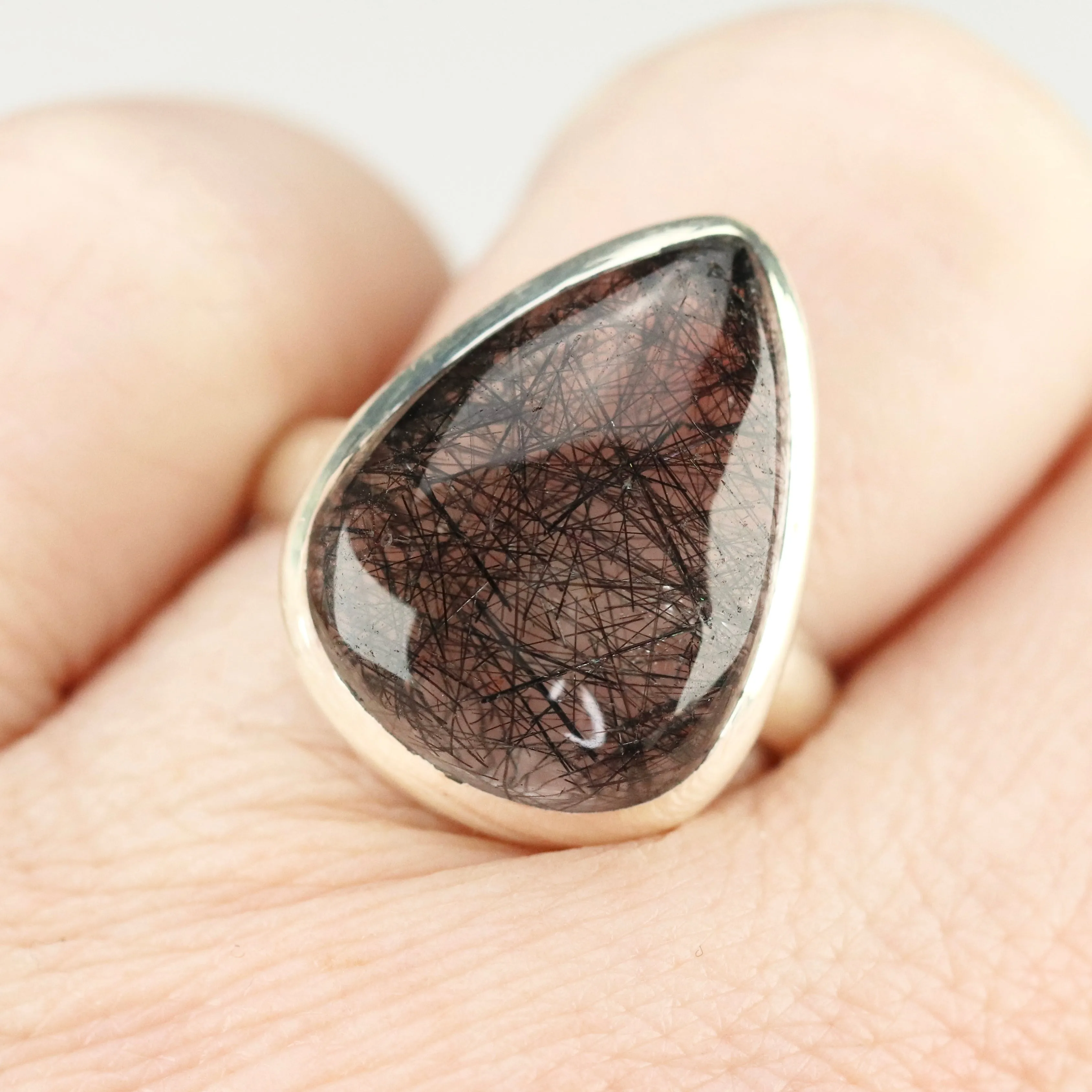 Sterling silver rutilated quartz ring