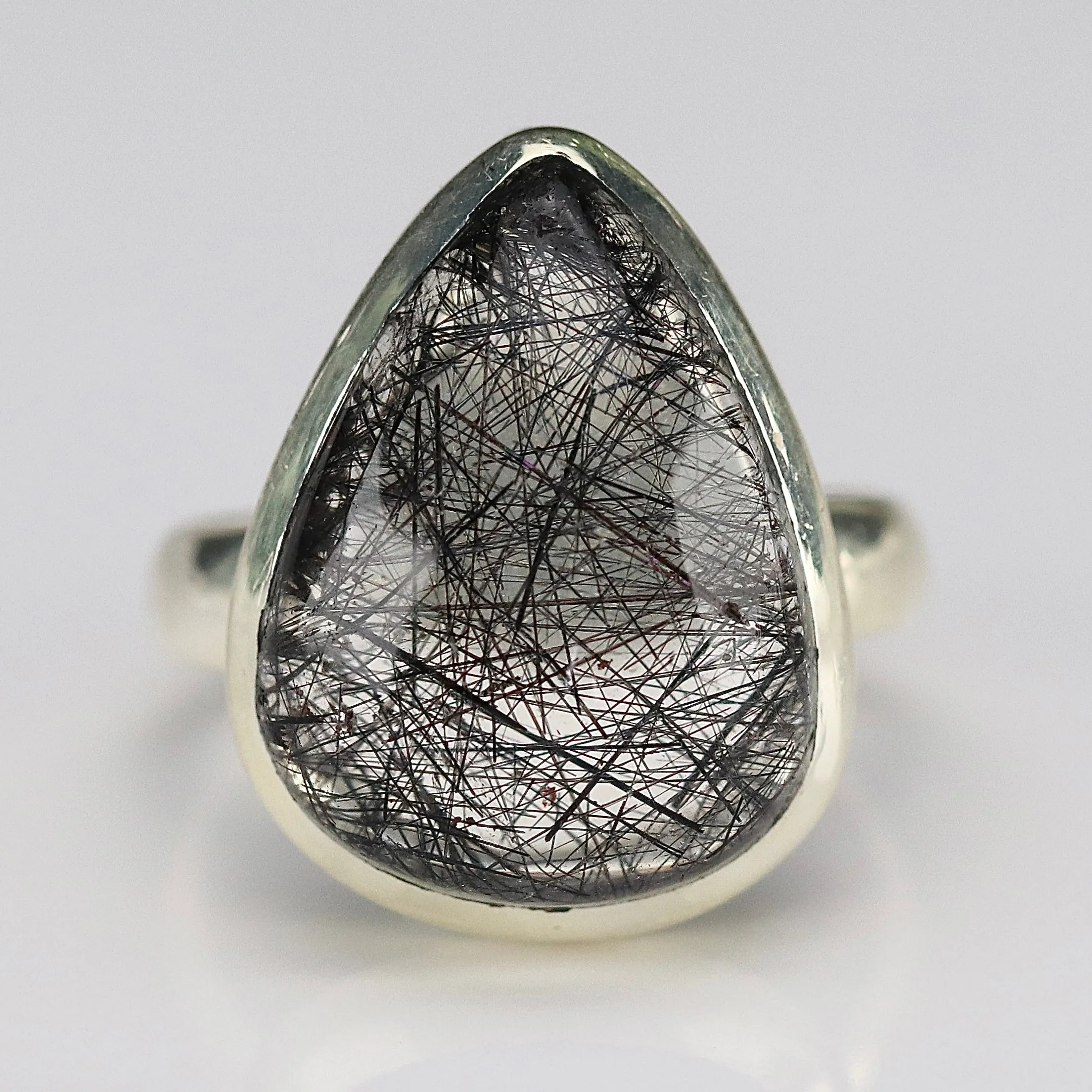 Sterling silver rutilated quartz ring