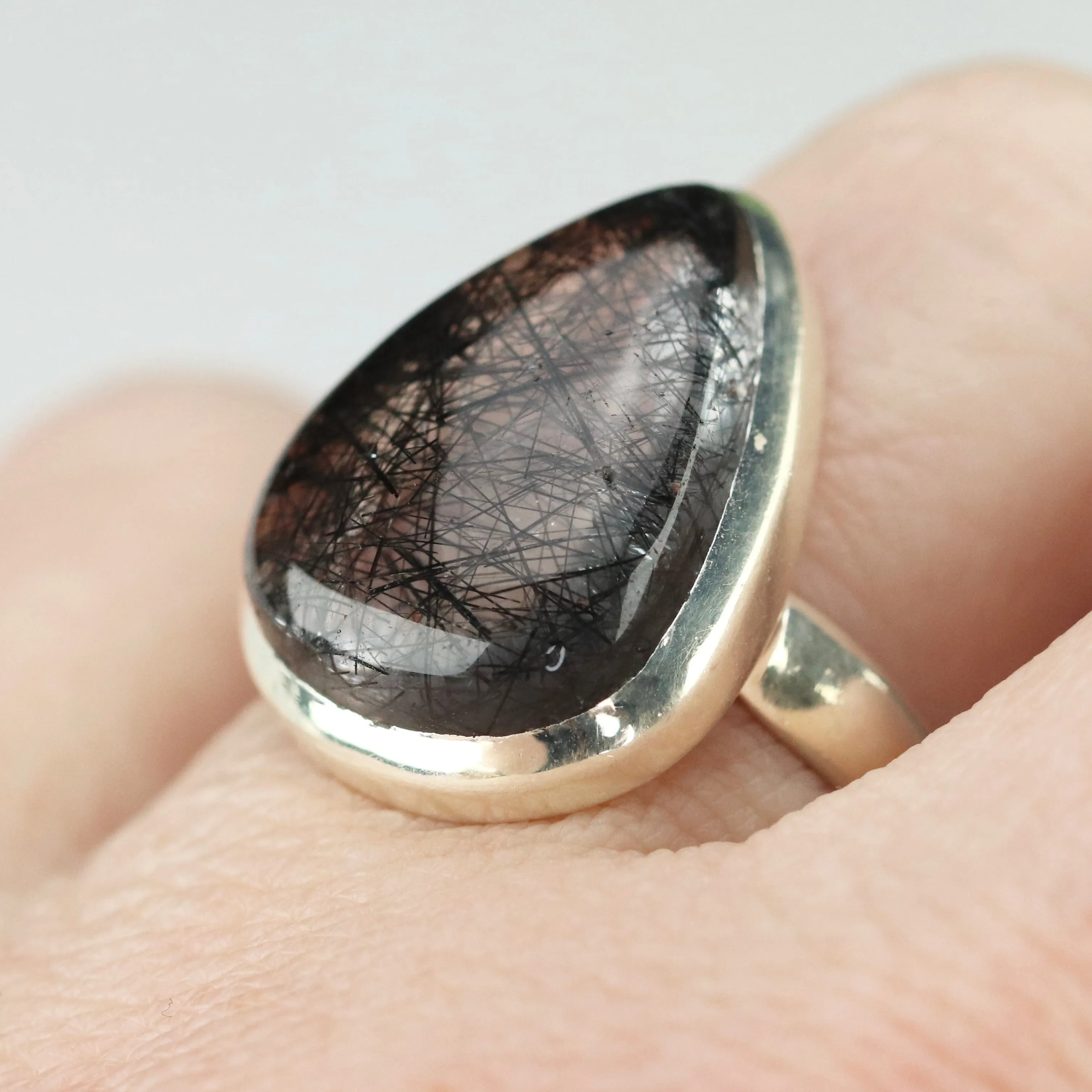 Sterling silver rutilated quartz ring