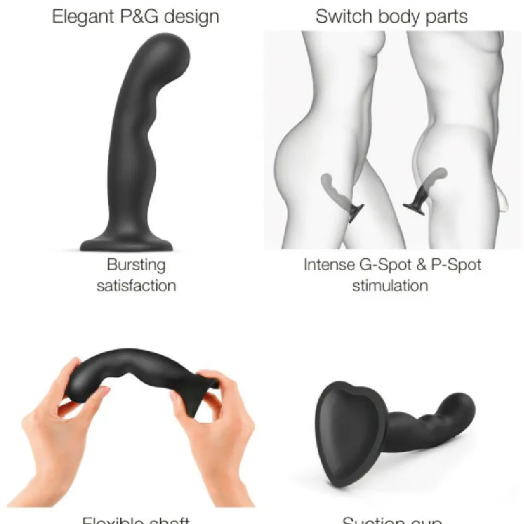 Strap-On-Me Small Prostate & G-Spot Silicone Suction Cup Dildo - Black