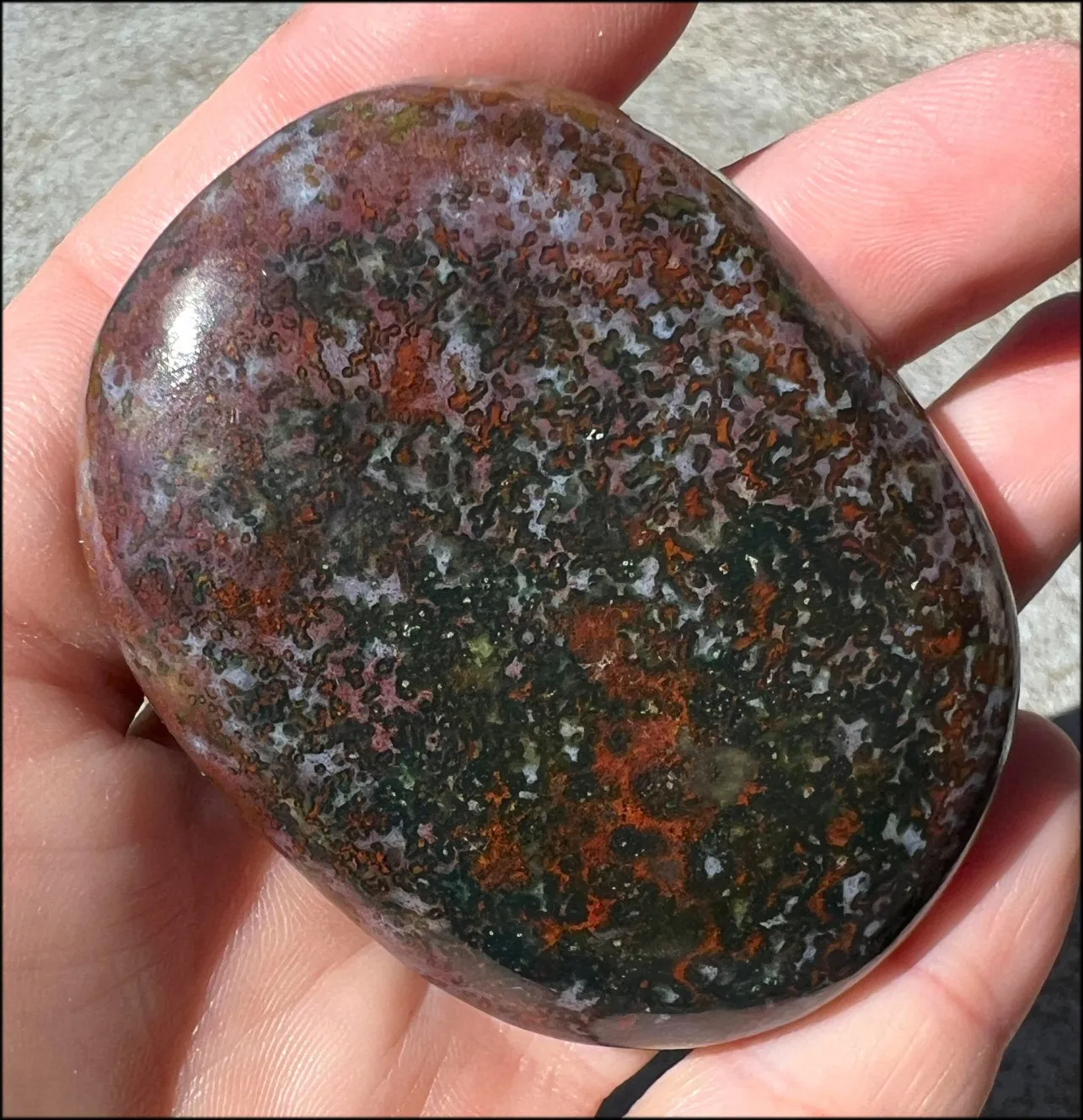 ~Stunning~ Bloodstone   Ocean Jasper Mix Crystal Palm Stone