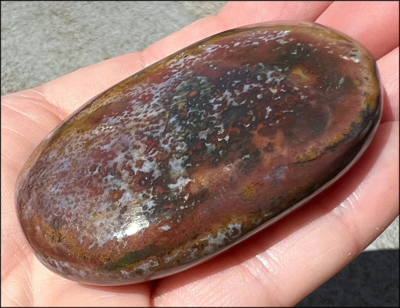 ~Stunning~ Bloodstone   Ocean Jasper Mix Crystal Palm Stone