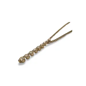 Stunning Estate 14K White Gold Diamond Drop Bar Journey Pendant Slide