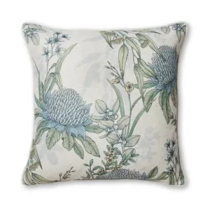 Stylish White & Blue Floral Cushion
