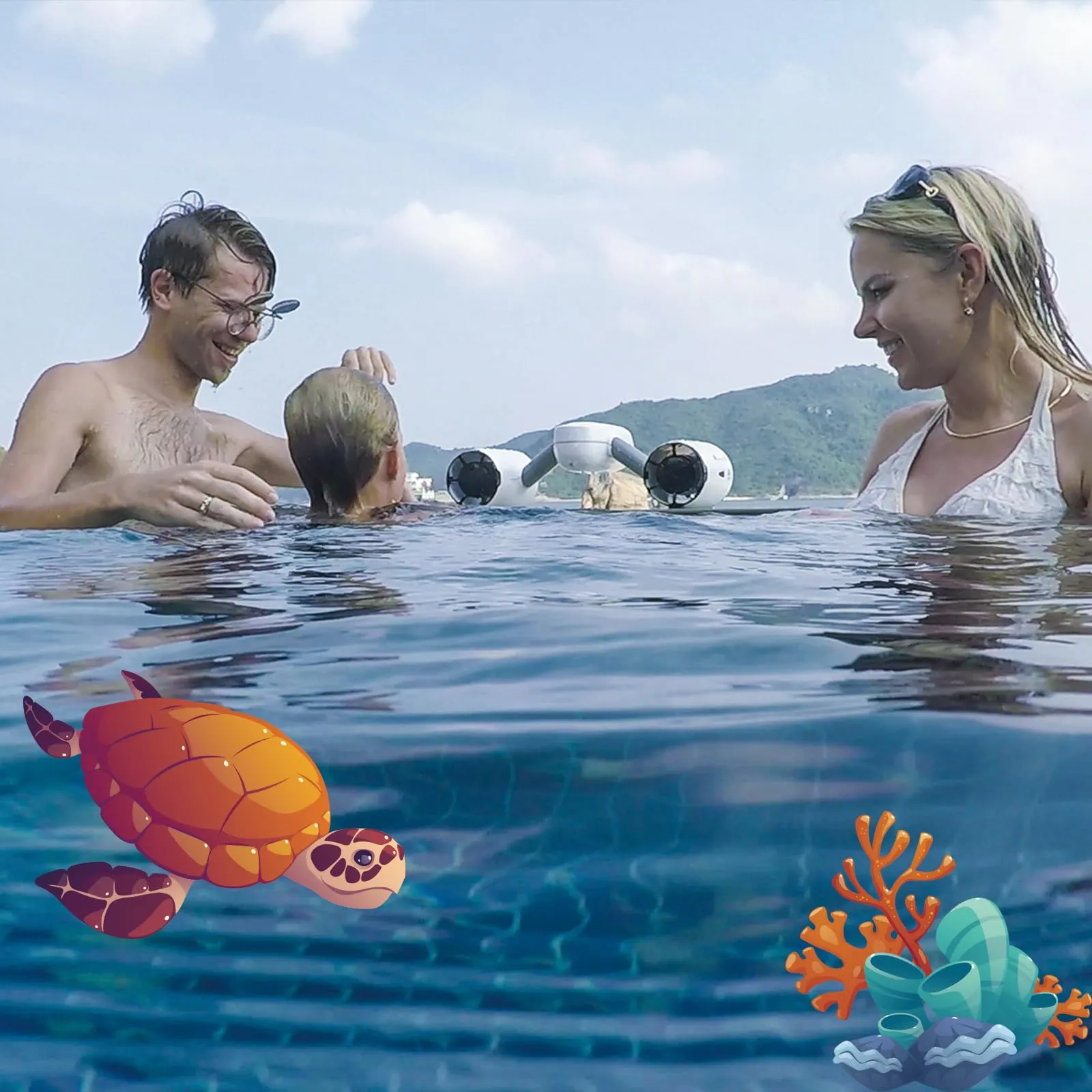 sublue WhiteShark Mix Underwater Scooter Dual Motors, Action Camera Compatible, Water Sports Swimming Pool Scuba Diving for Kids & Adults