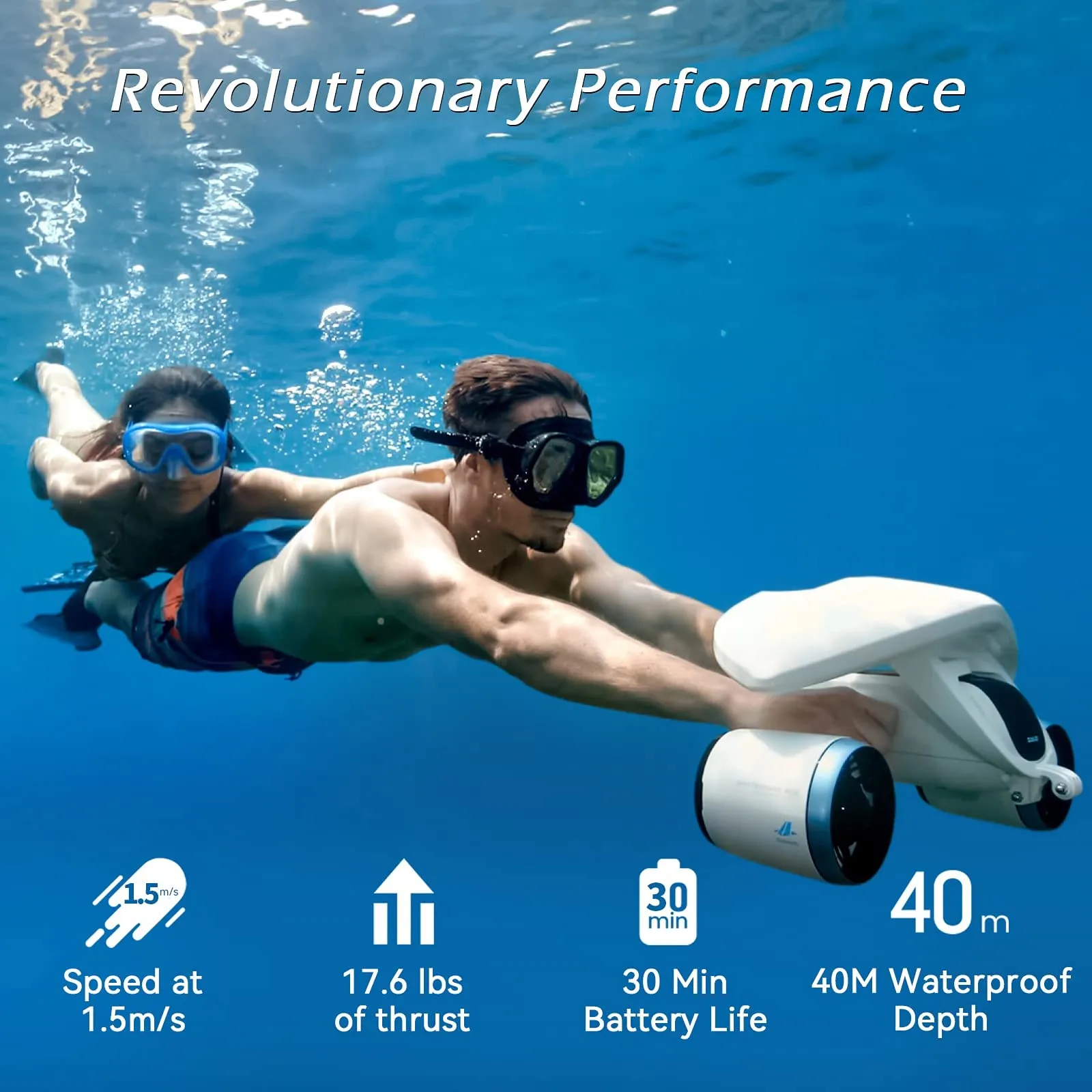 sublue WhiteShark Mix Underwater Scooter Dual Motors, Action Camera Compatible, Water Sports Swimming Pool Scuba Diving for Kids & Adults