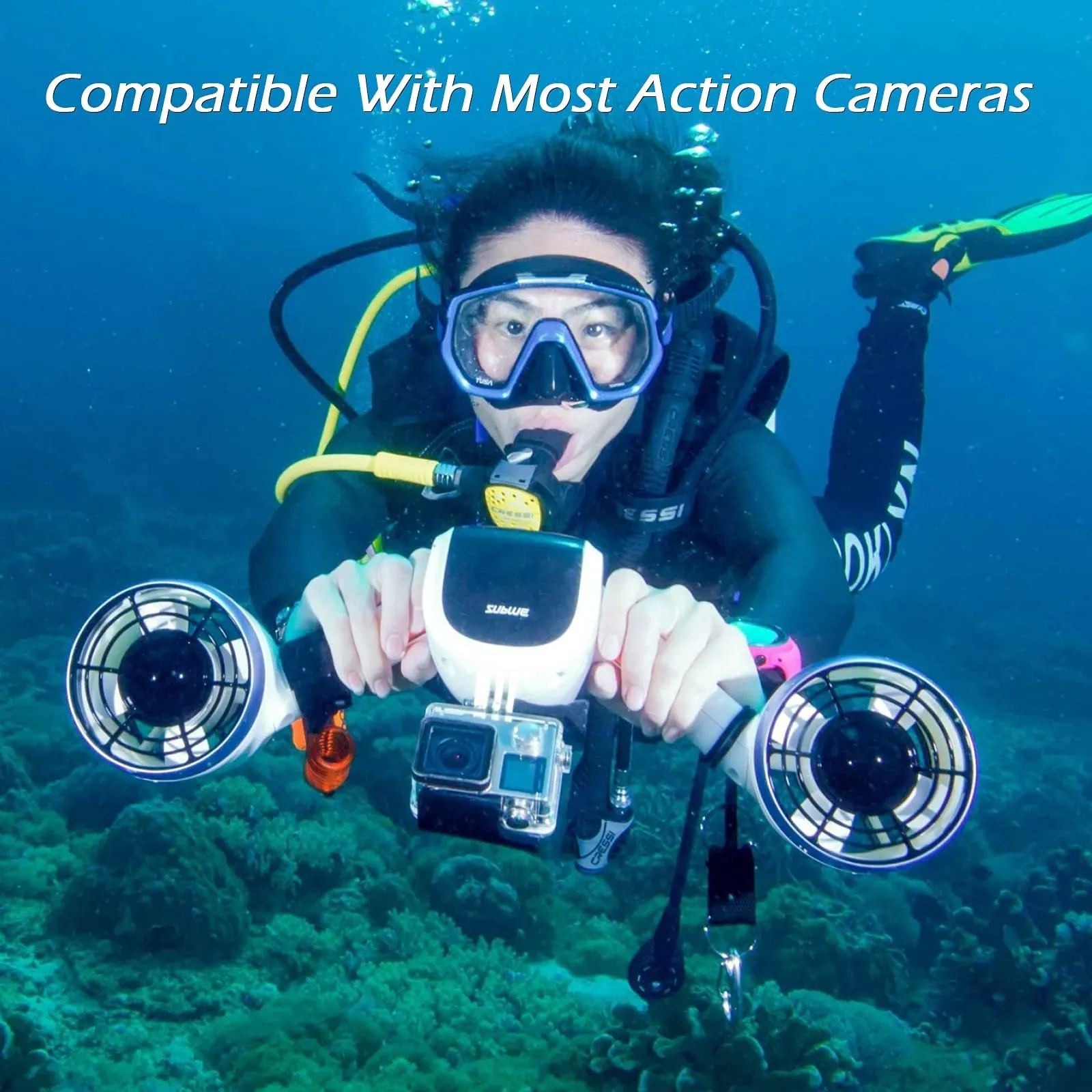sublue WhiteShark Mix Underwater Scooter Dual Motors, Action Camera Compatible, Water Sports Swimming Pool Scuba Diving for Kids & Adults