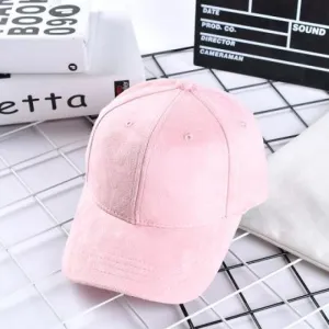 Suede Simple Plain Children Baseball Cap (Pink)