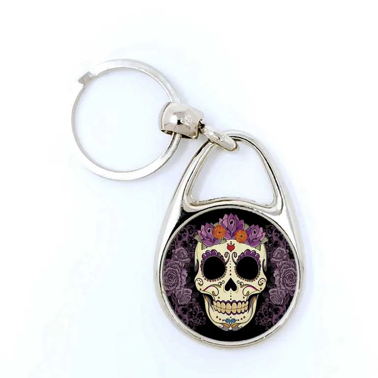 Sugar Skull Day of the Dead Key Chains Dia de Los Muertos Keychain