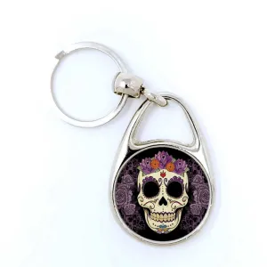 Sugar Skull Day of the Dead Key Chains Dia de Los Muertos Keychain