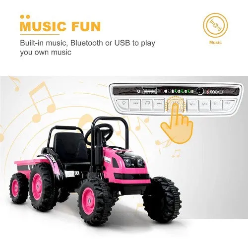 Super Cool 2025 Heavy Duty Green 6V Farm Tractor Powered Ride-On with Detachable Wagon | Remote