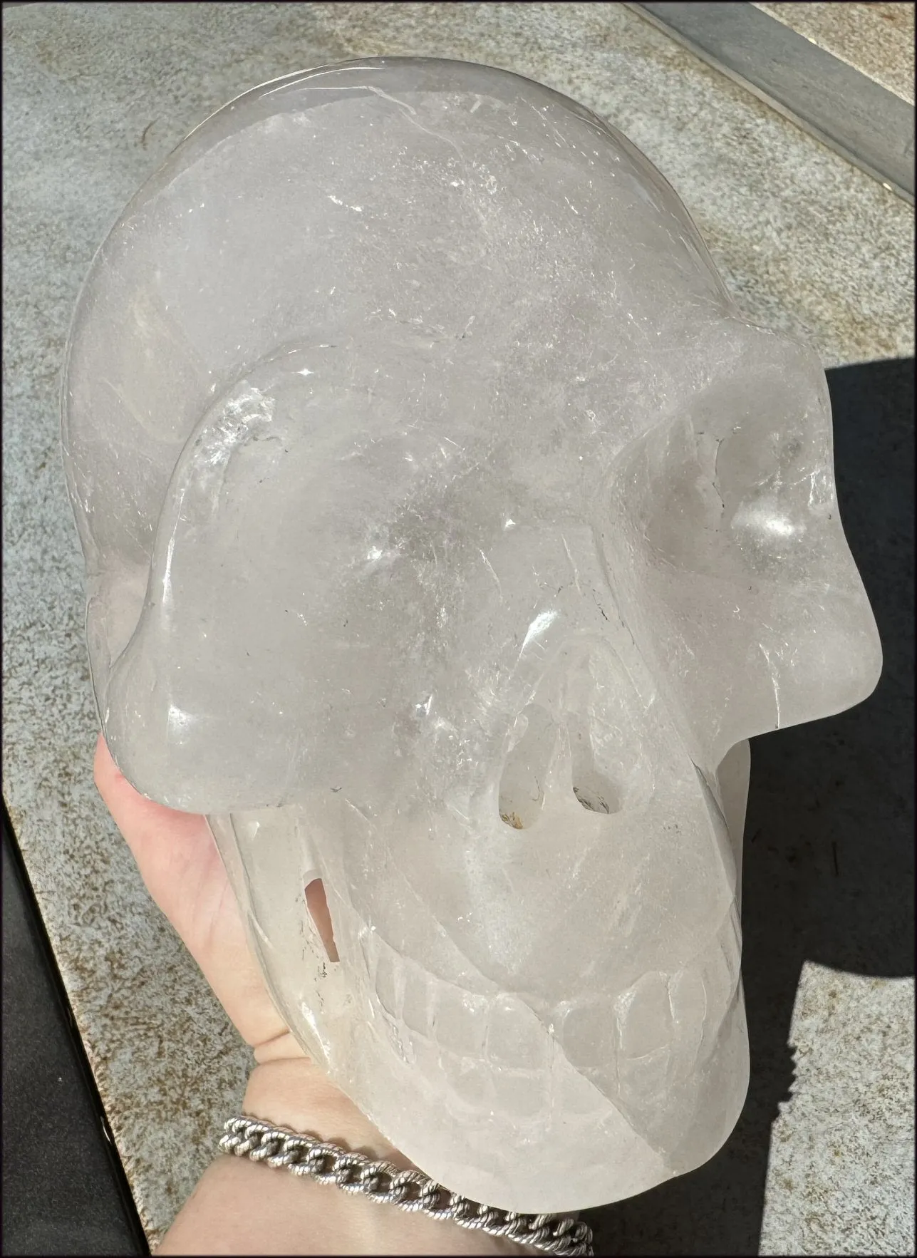 ~Super Sale~ LifeSize Himalayan Quartz Crystal Skull with Chlorite, Hematite!