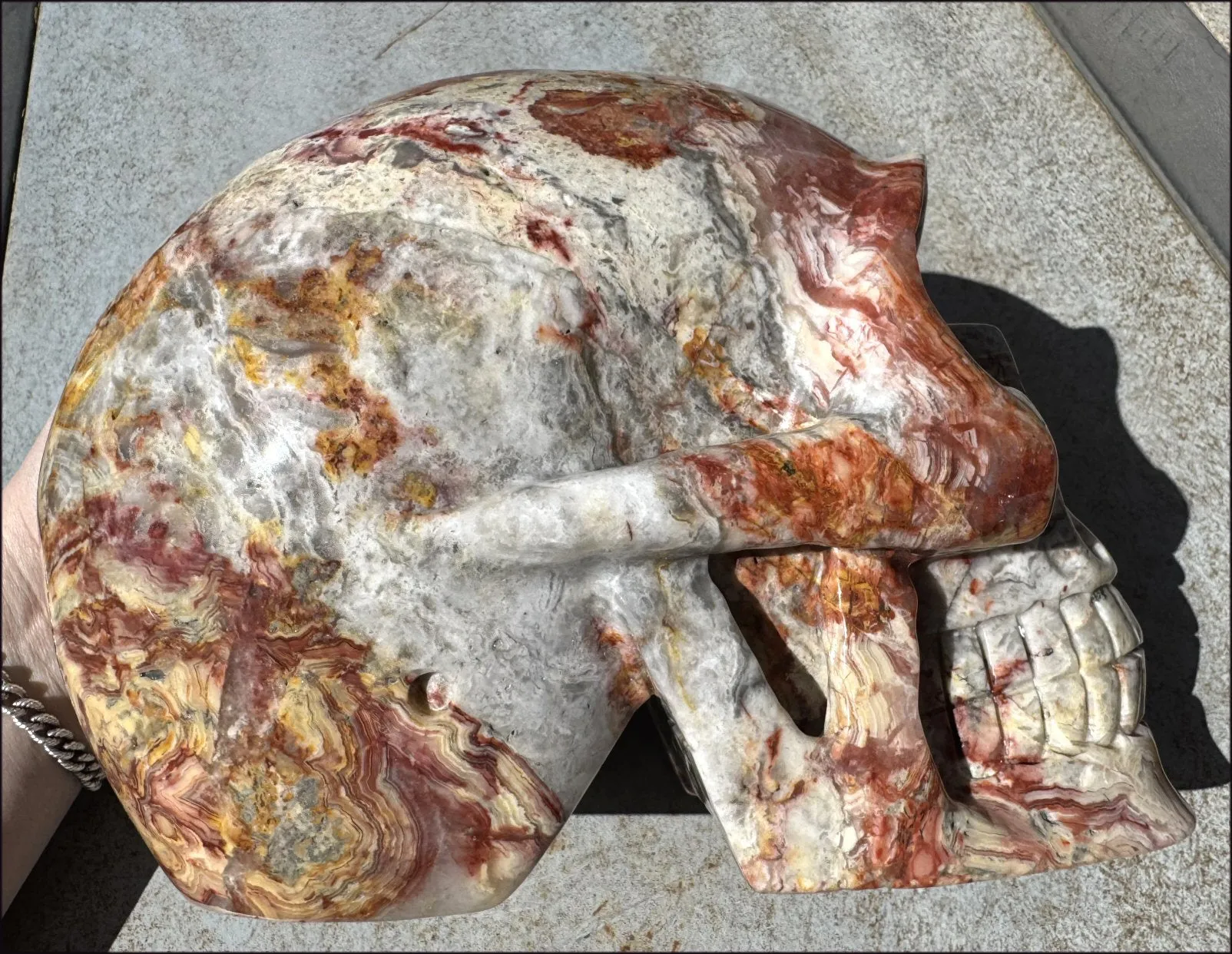 ~Super Sale~ LifeSize RED Crazy Lace Agate Crystal Skull - Laughter, Divination - 15lbs 