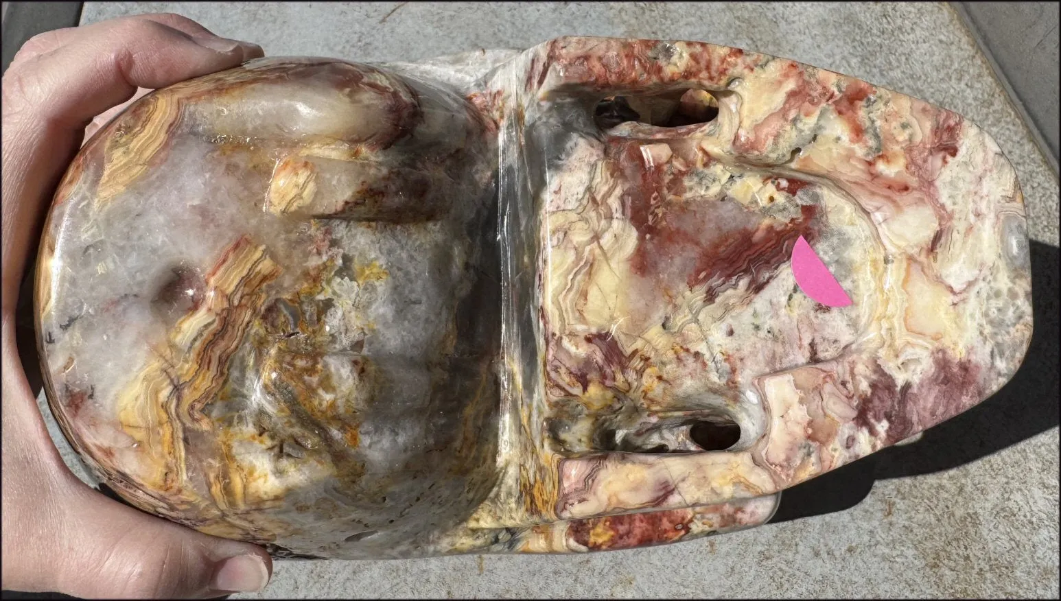 ~Super Sale~ LifeSize RED Crazy Lace Agate Crystal Skull - Laughter, Divination - 15lbs 