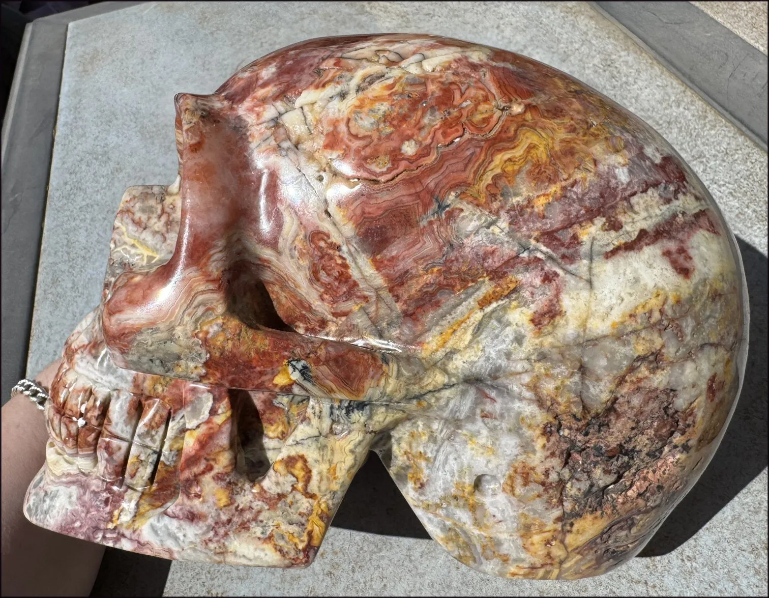 ~Super Sale~ LifeSize RED Crazy Lace Agate Crystal Skull - Laughter, Divination - 15lbs 
