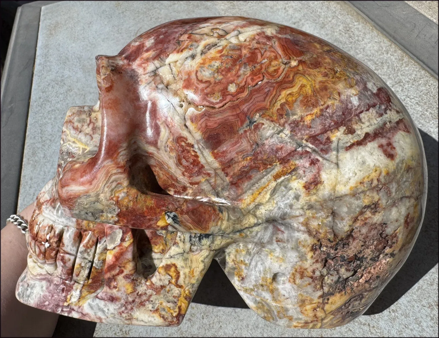 ~Super Sale~ LifeSize RED Crazy Lace Agate Crystal Skull - Laughter, Divination - 15lbs 
