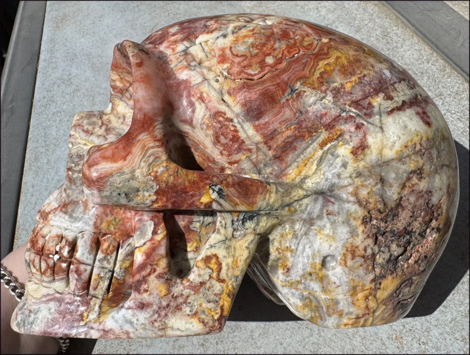 ~Super Sale~ LifeSize RED Crazy Lace Agate Crystal Skull - Laughter, Divination - 15lbs 