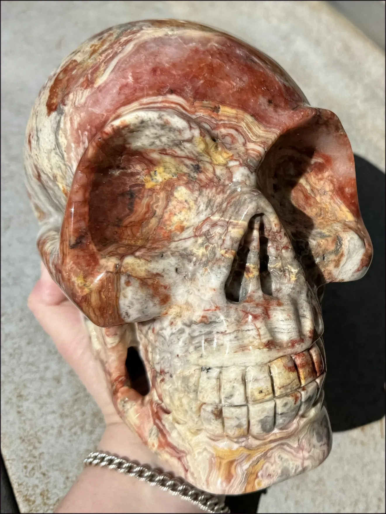 ~Super Sale~ LifeSize RED Crazy Lace Agate Crystal Skull - Laughter, Divination - 15lbs 