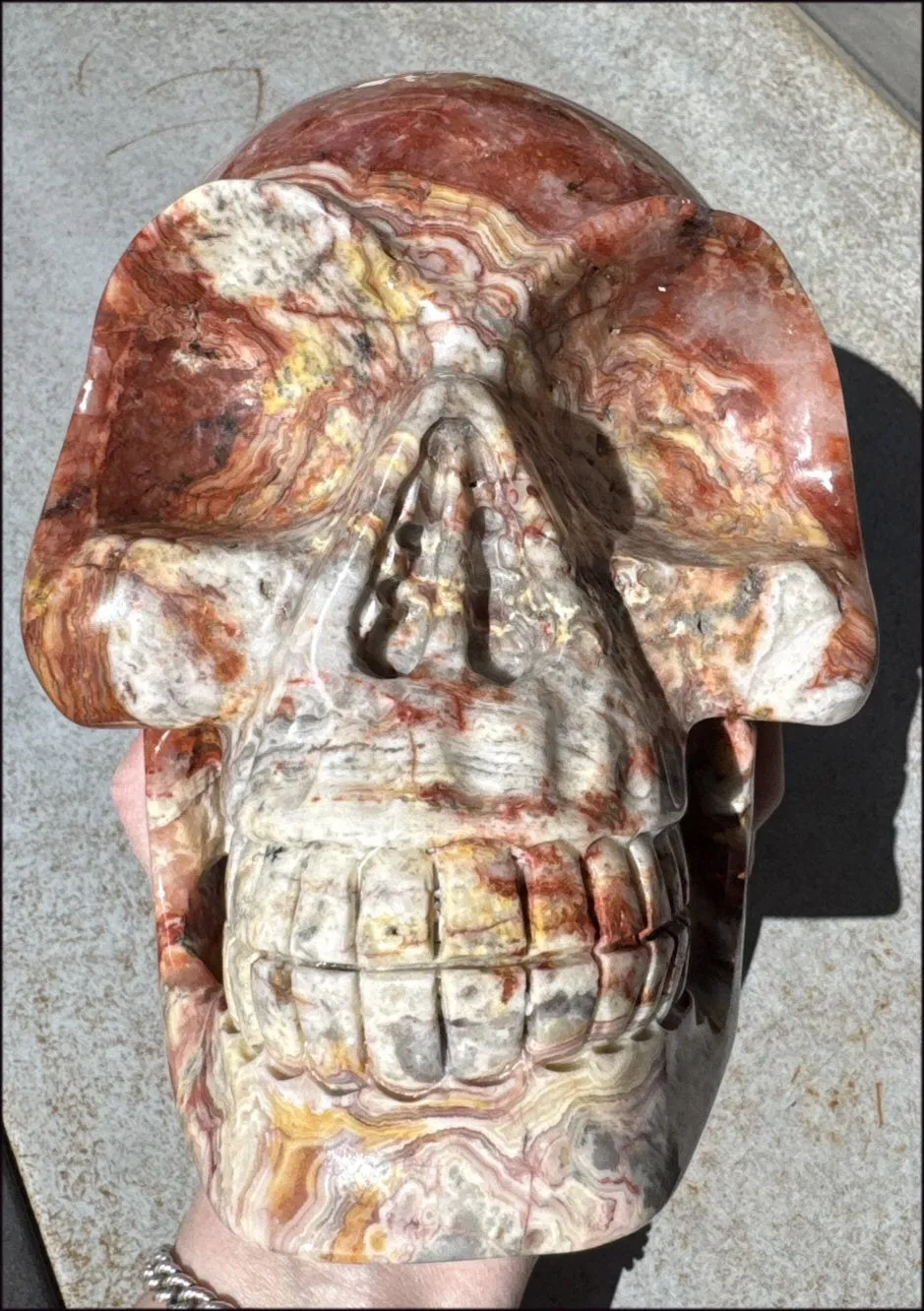 ~Super Sale~ LifeSize RED Crazy Lace Agate Crystal Skull - Laughter, Divination - 15lbs 
