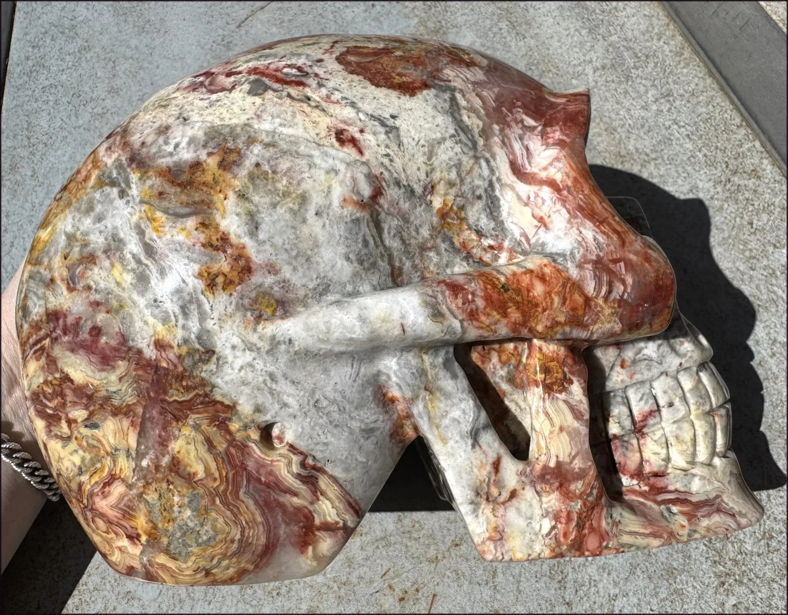 ~Super Sale~ LifeSize RED Crazy Lace Agate Crystal Skull - Laughter, Divination - 15lbs 