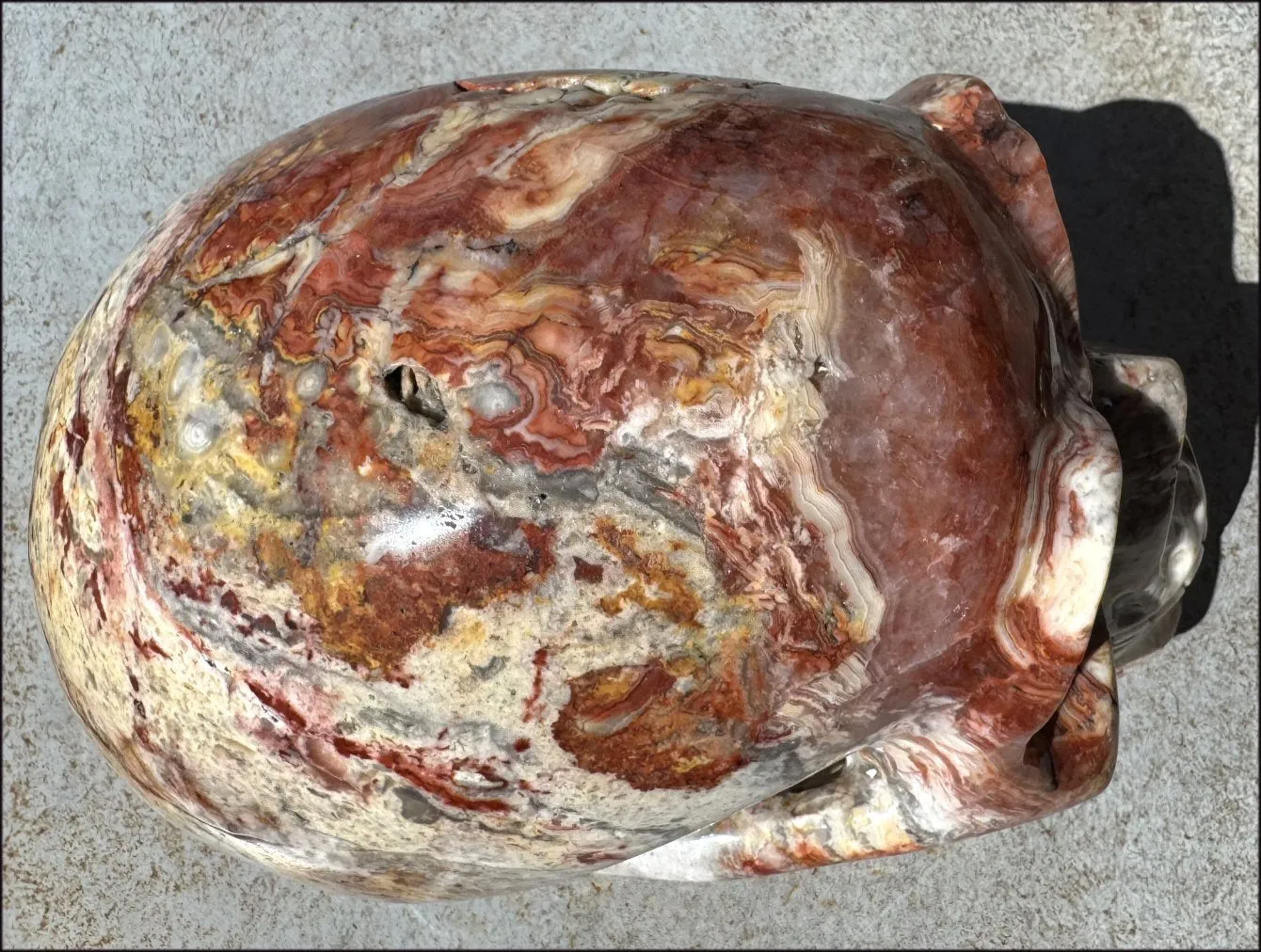 ~Super Sale~ LifeSize RED Crazy Lace Agate Crystal Skull - Laughter, Divination - 15lbs 