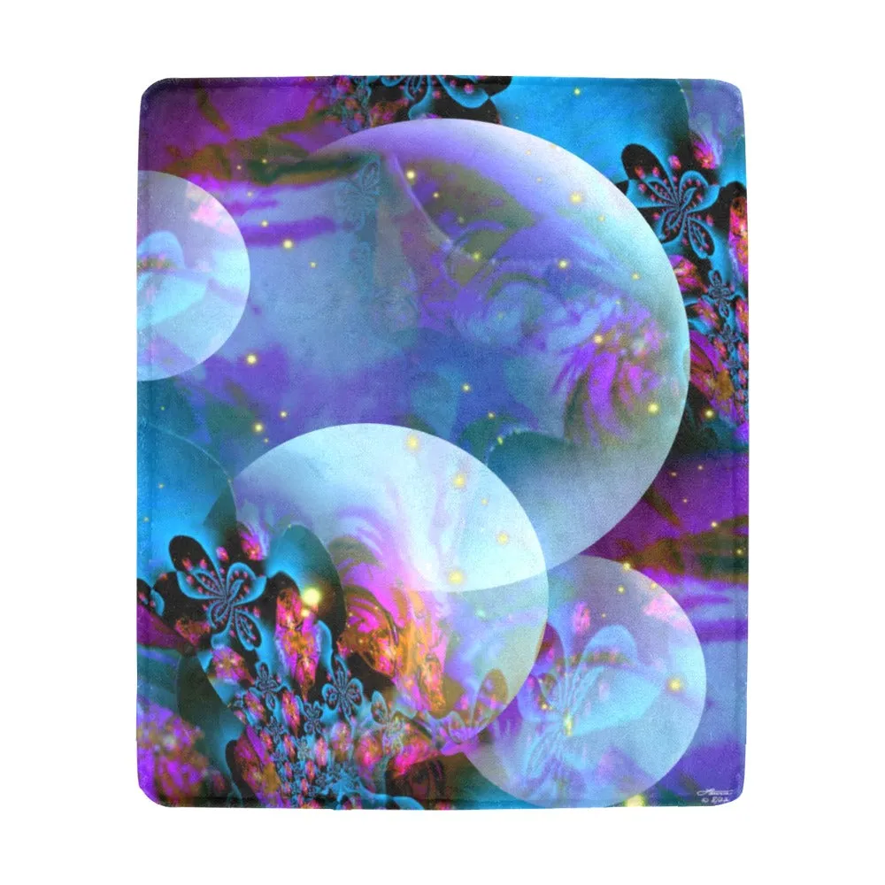 Super Soft Sherpa Blanket, Velvety Minky Throw, Visionary Art Home Decor - "Spirit Orbs"