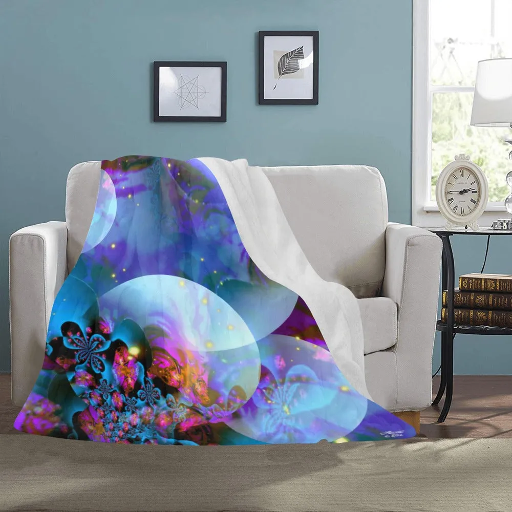 Super Soft Sherpa Blanket, Velvety Minky Throw, Visionary Art Home Decor - "Spirit Orbs"