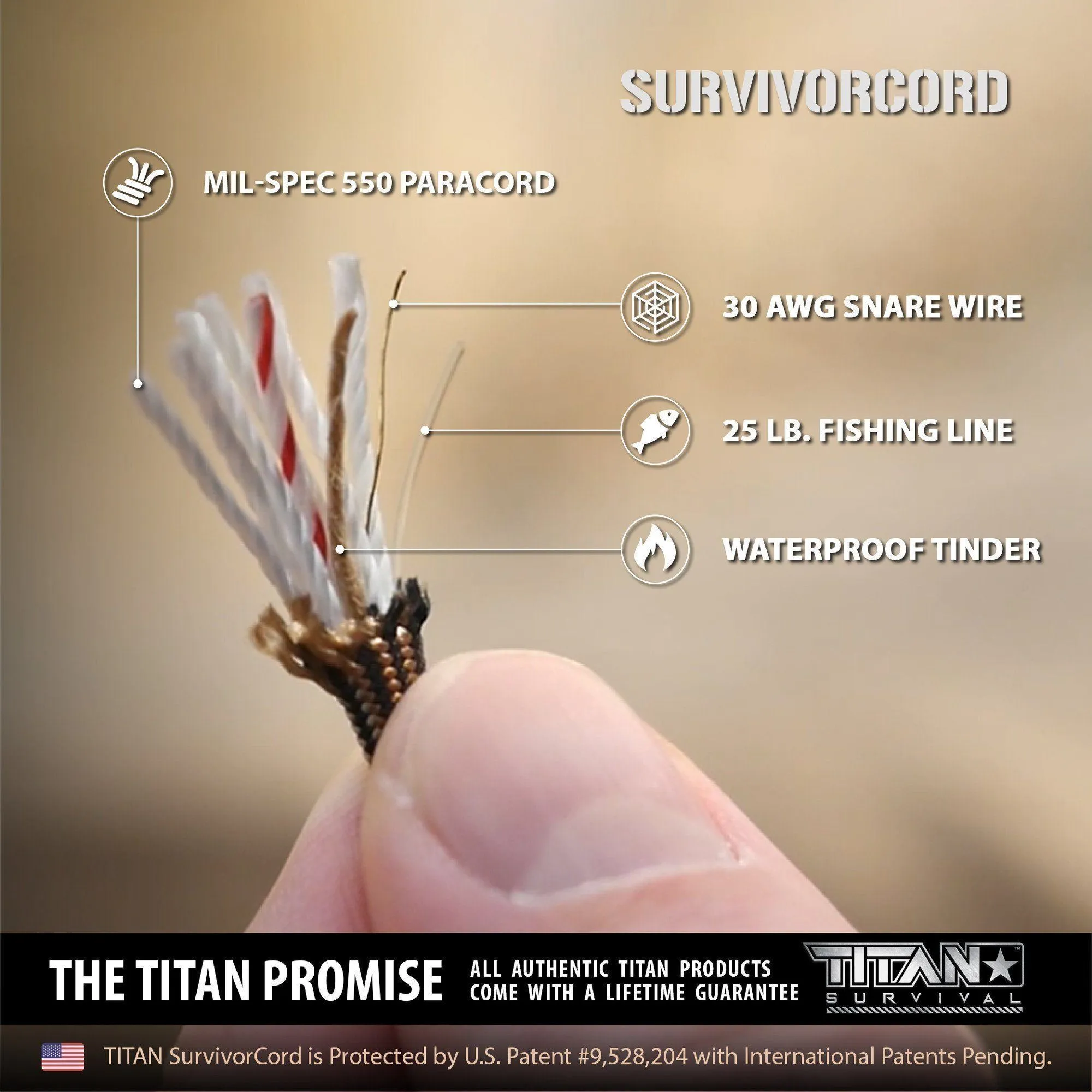 SurvivorCord Paracord Keychains | 3-PACK