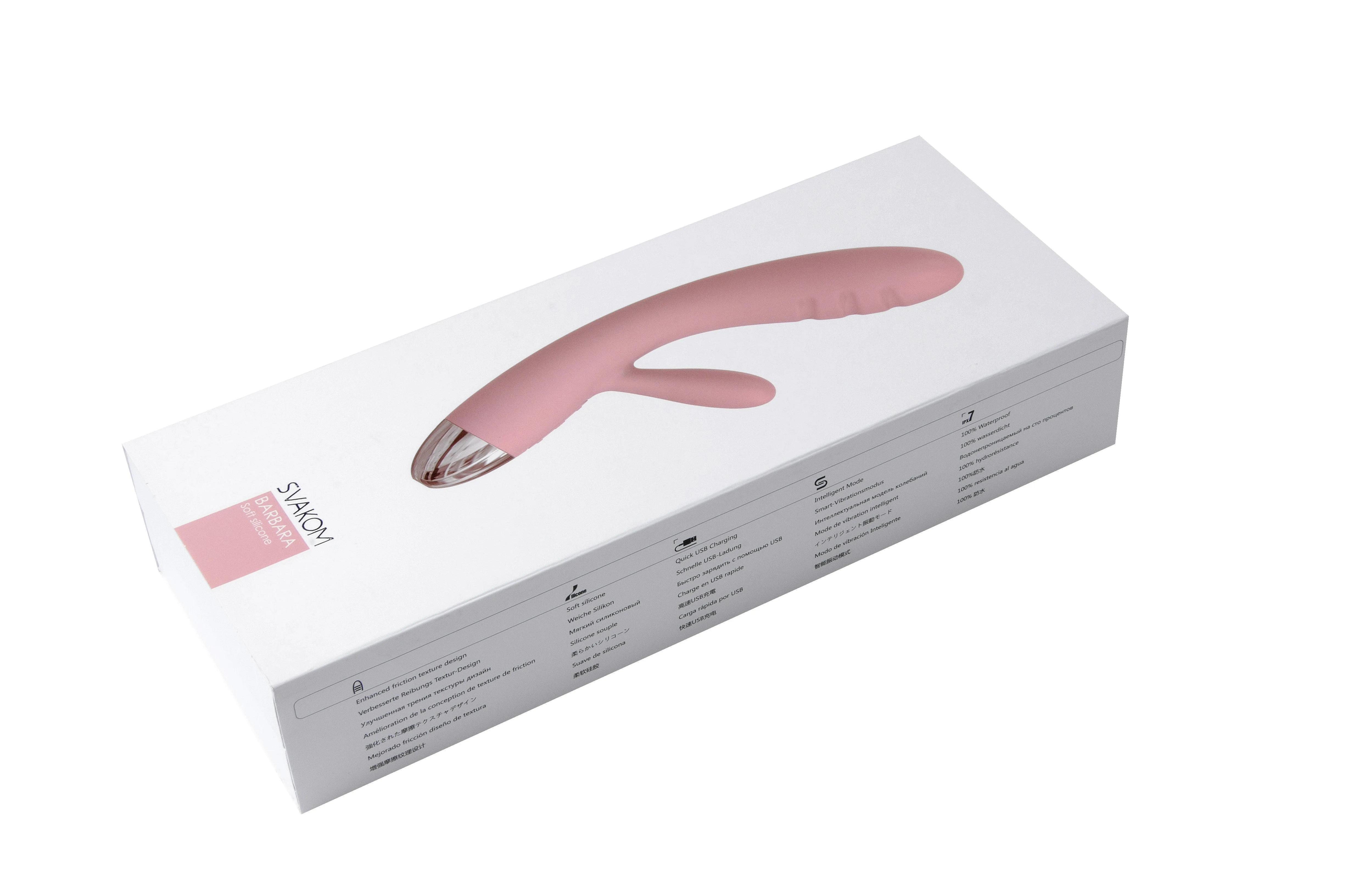 SVAKOM Barbara Rechargeable Ribbed Dual Stimulating Massager Pale Pink