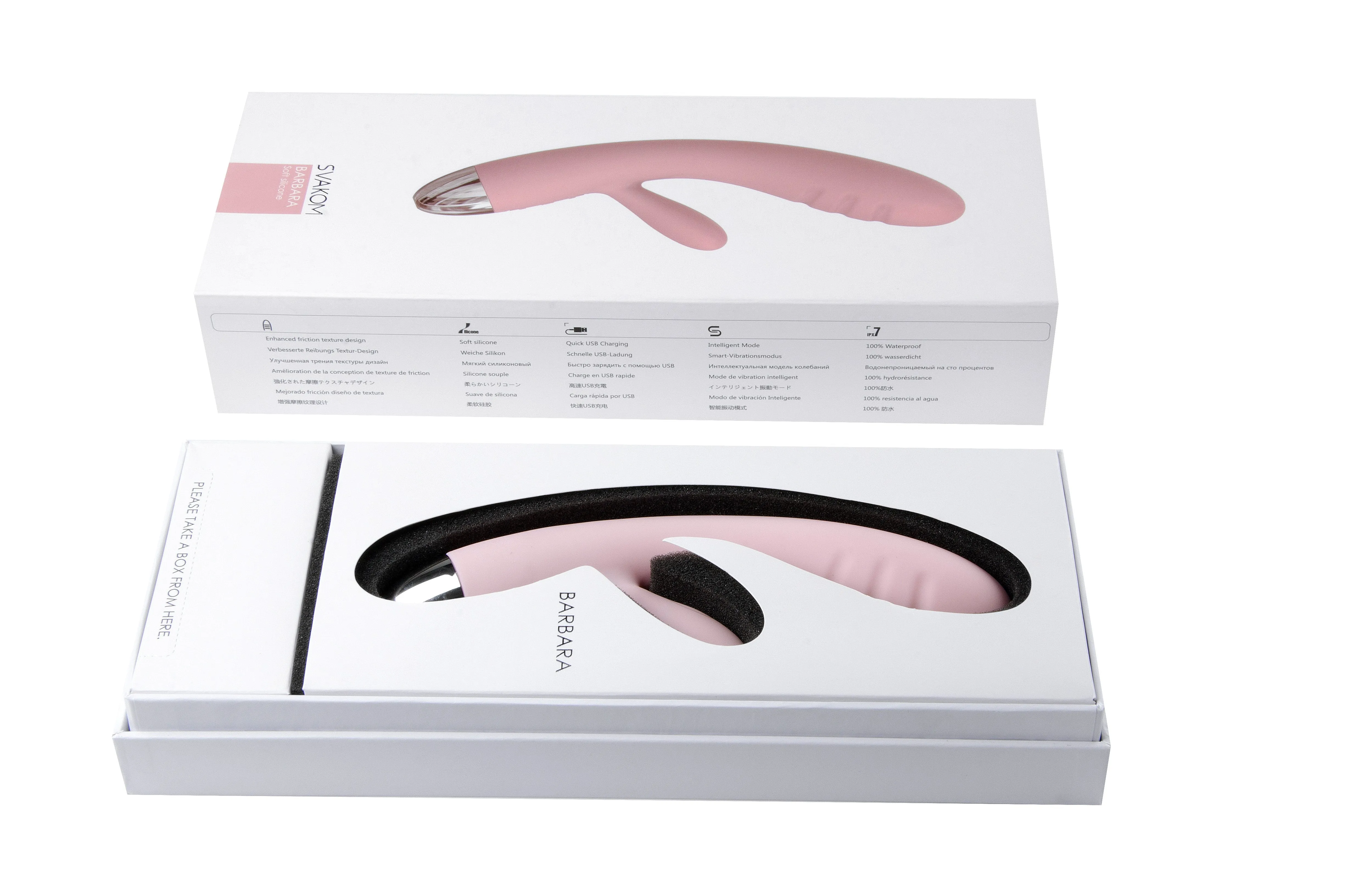 SVAKOM Barbara Rechargeable Ribbed Dual Stimulating Massager Pale Pink