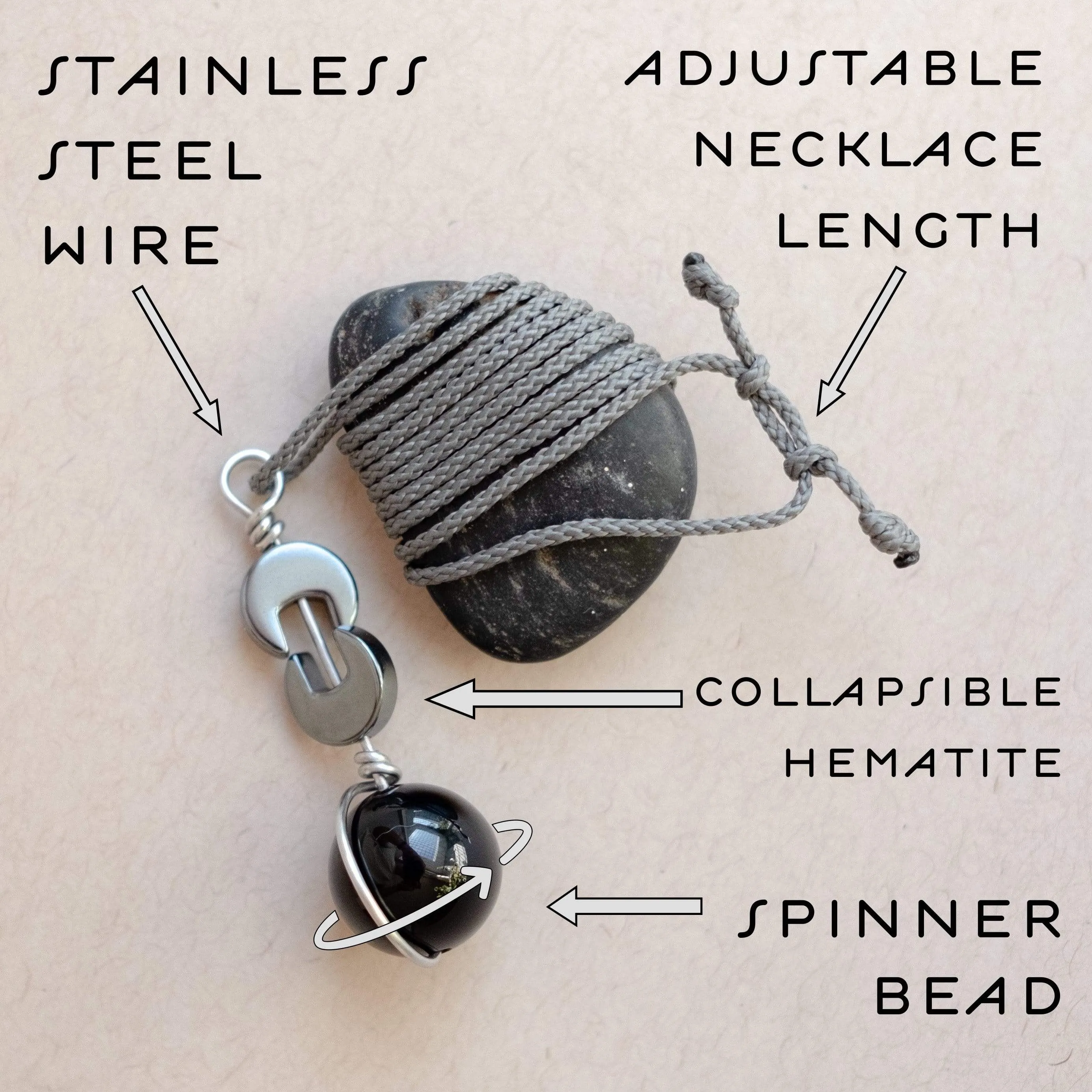 Tactile Necklace | Crystal Fidget Spinner Amulet
