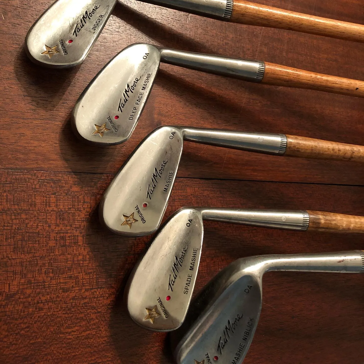 Tad Moore - Star OA Set of Hickory shafted golf clubs irons
