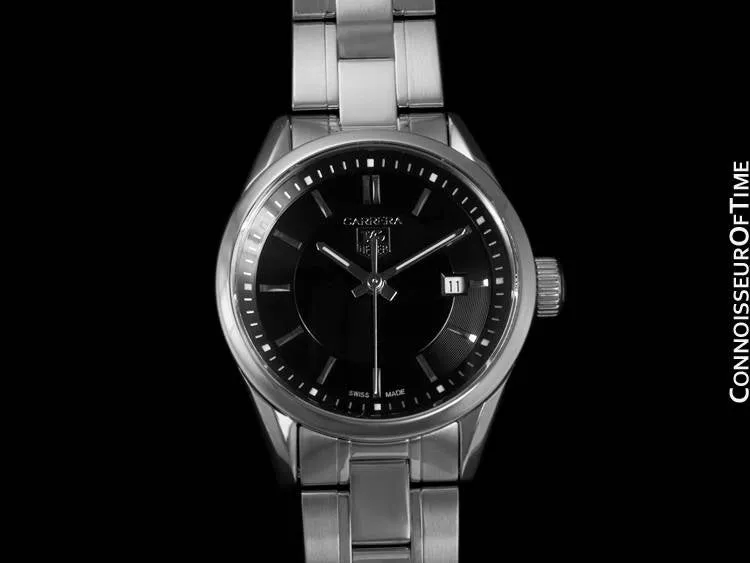 TAG Heuer Carrera Ladies Sport Dress Watch, Black Dial, Stainless Steel - WV1414