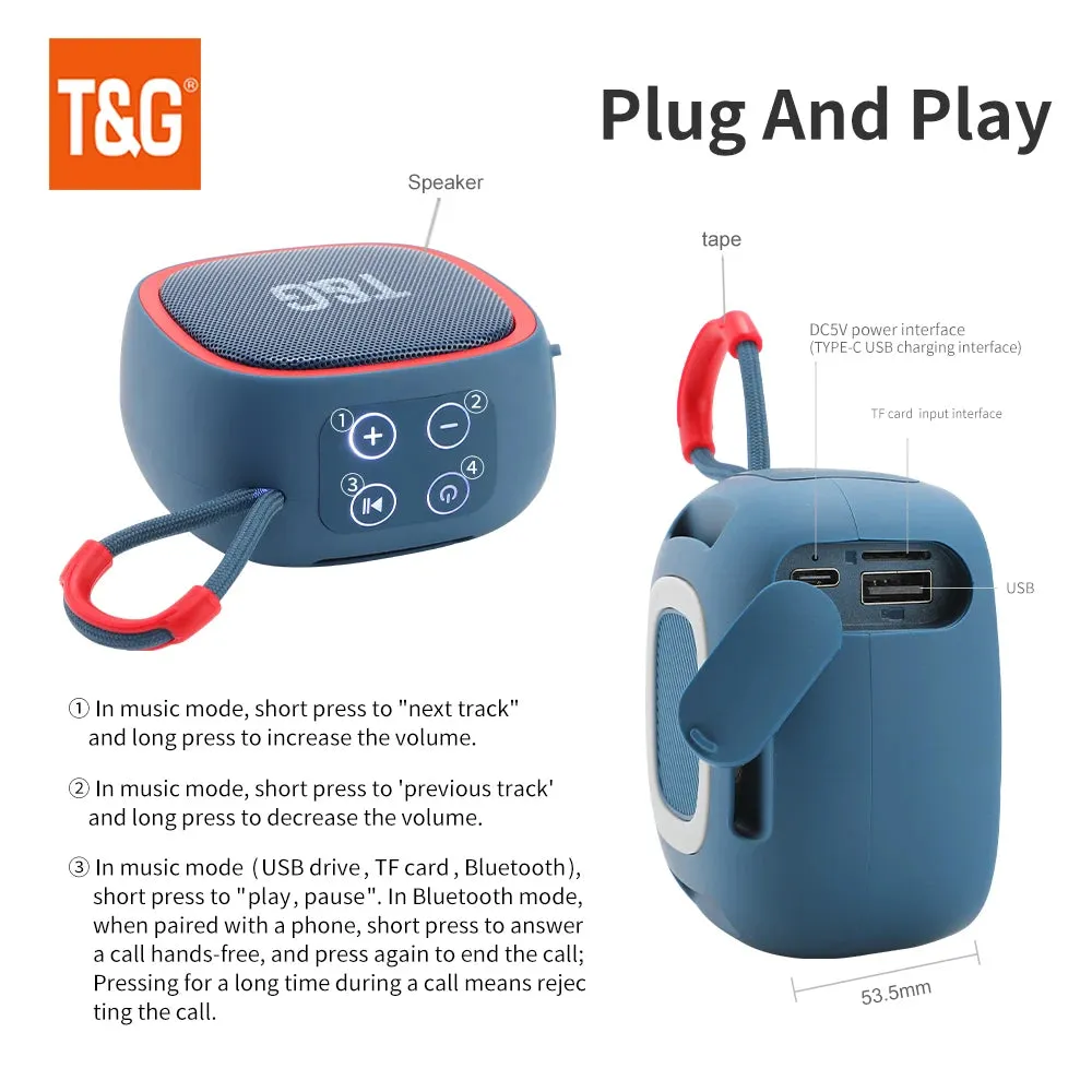 T&G Ultra-Compact Bluetooth Speaker High-Quality 3D Stereo Waterproof