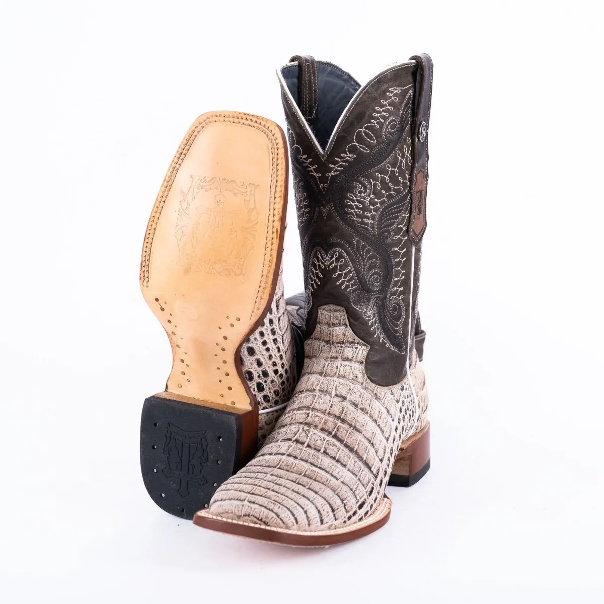 TANNER MARK MEN'S Print Caiman Belly Natural Cowboy Boots