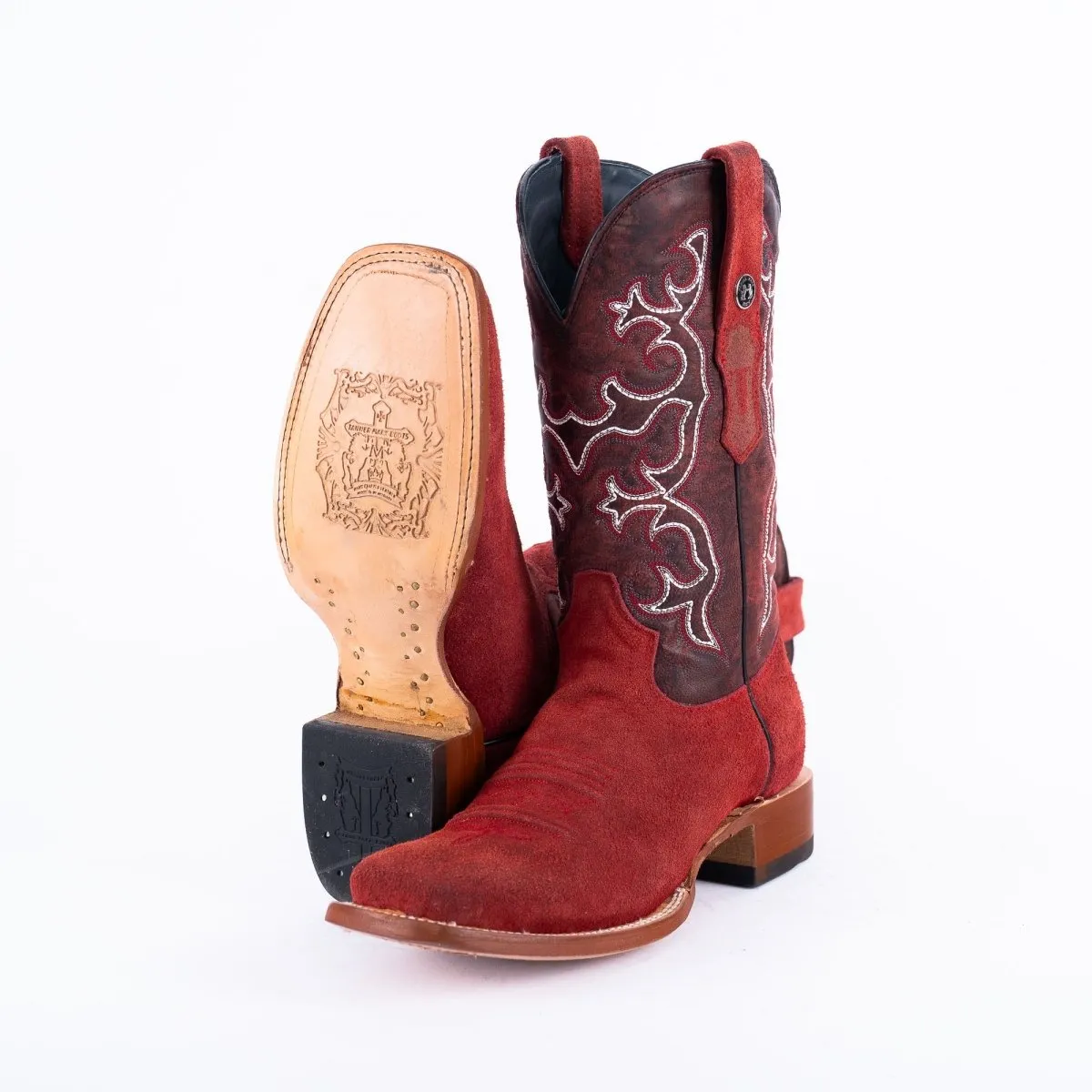 TANNER MARK MEN'S Ruff Out Red Western Cowboy Boots