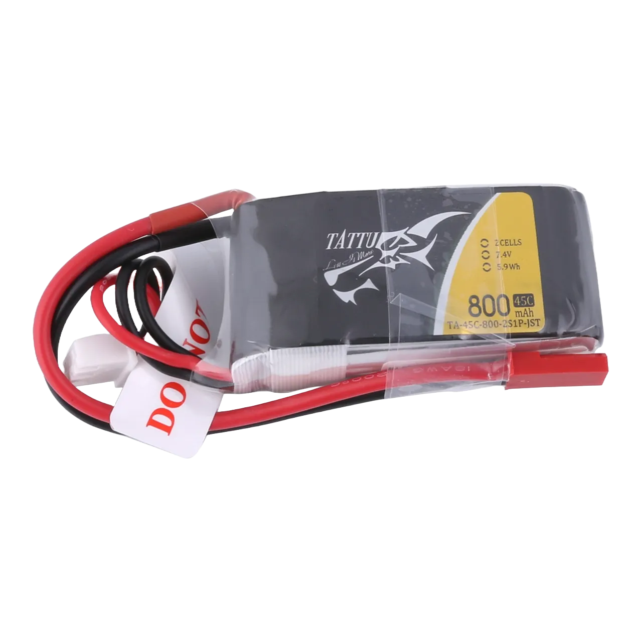 Tattu 800mAh 7.4V 45C 2S1P Lipo Battery Pack with JST-SYP Plug