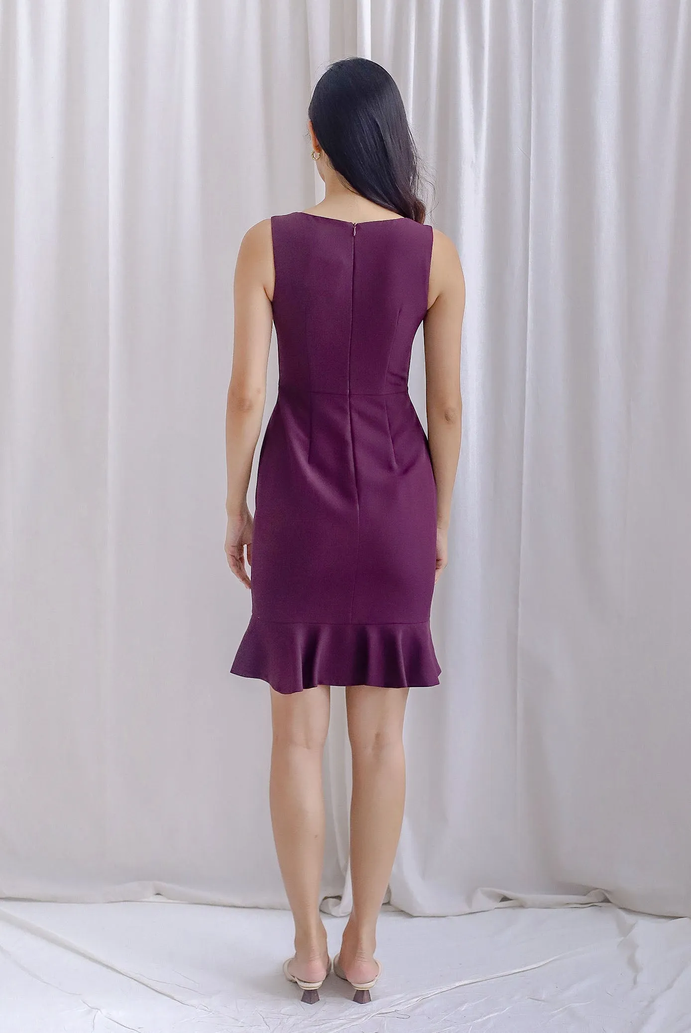 TDC Balthana Stacked Hem Mermaid Dress In Deep Purple