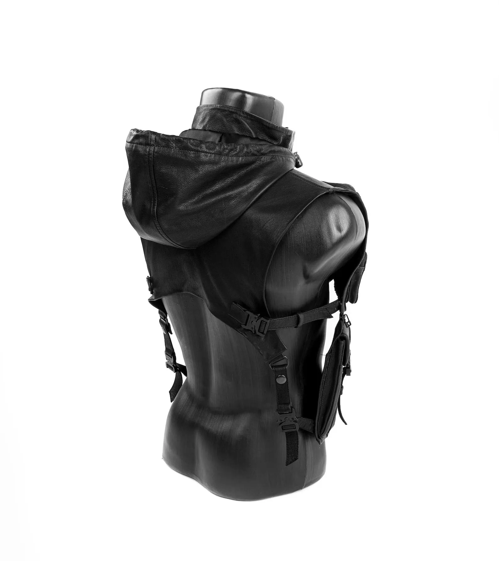 Tech9 Leather Hood with Shoulder Holsters  Vest