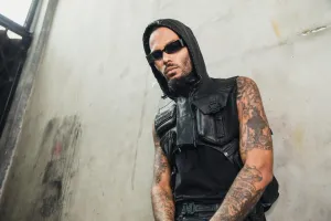 Tech9 Leather Hood with Shoulder Holsters  Vest