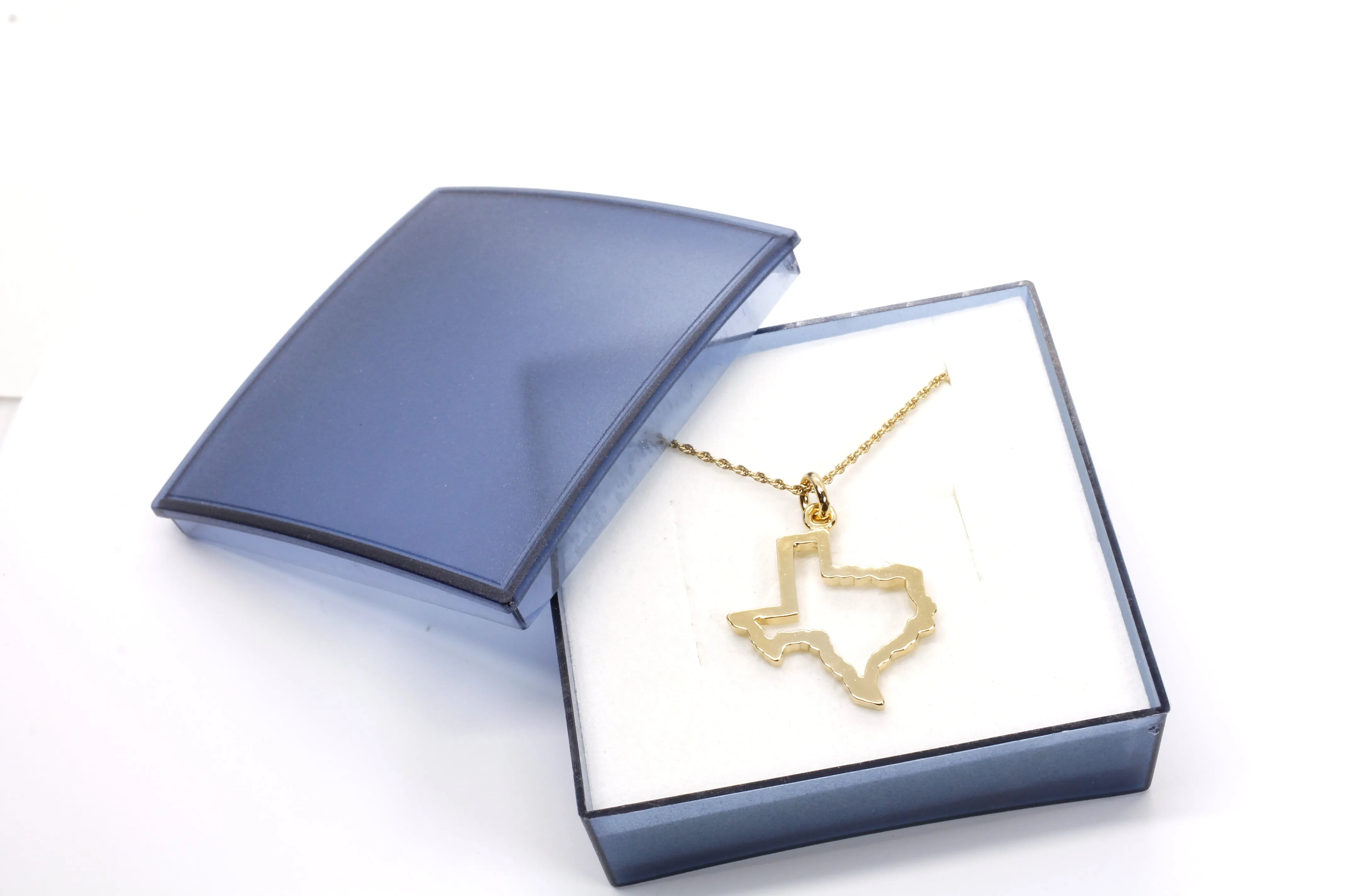 Texas Necklace for her with Lone Star State of Texas Silhoutte Outline in Gold Vermeil
