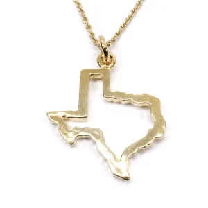 Texas Necklace for her with Lone Star State of Texas Silhoutte Outline in Gold Vermeil