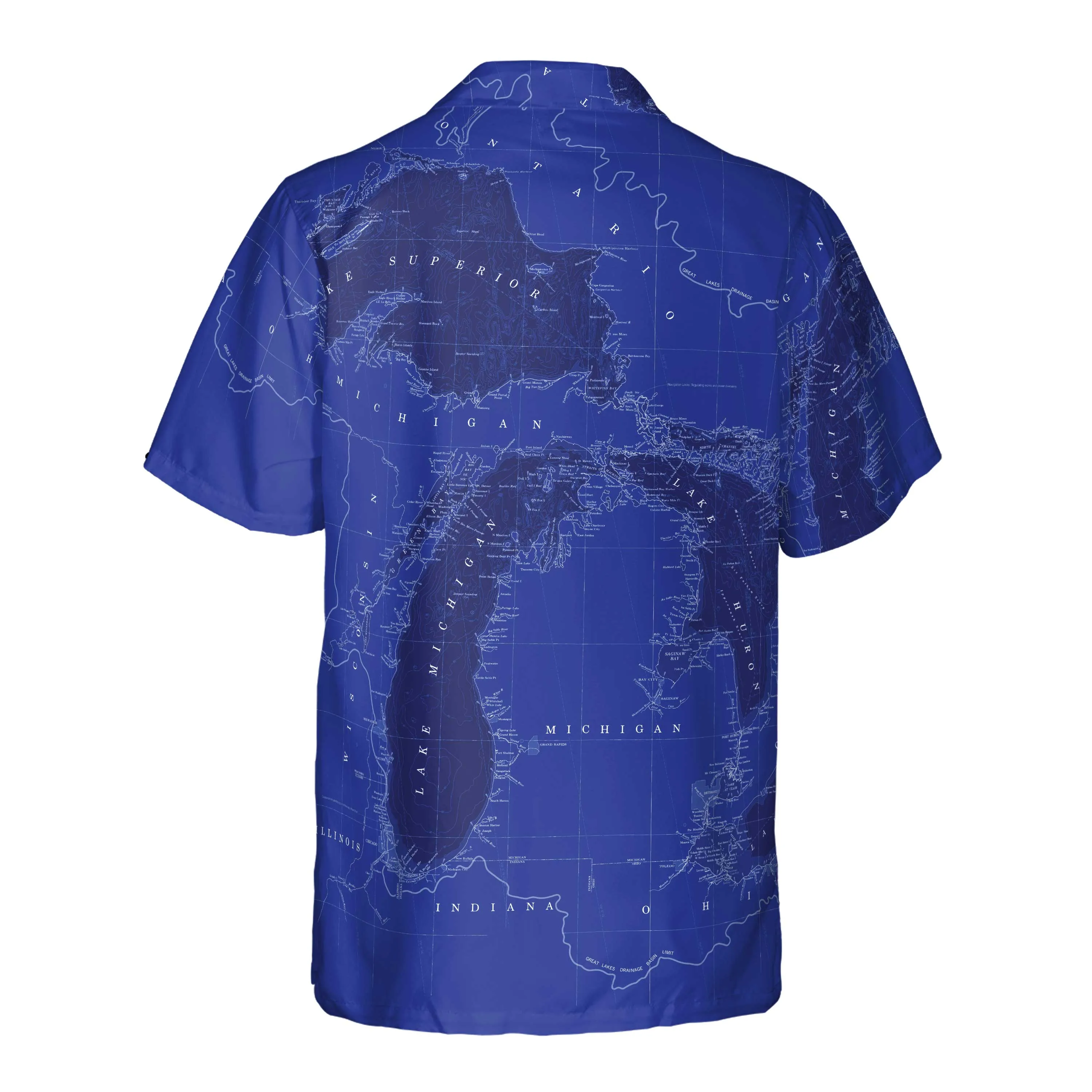 The Great Lakes Blue Marine Chart Pocket Shirt
