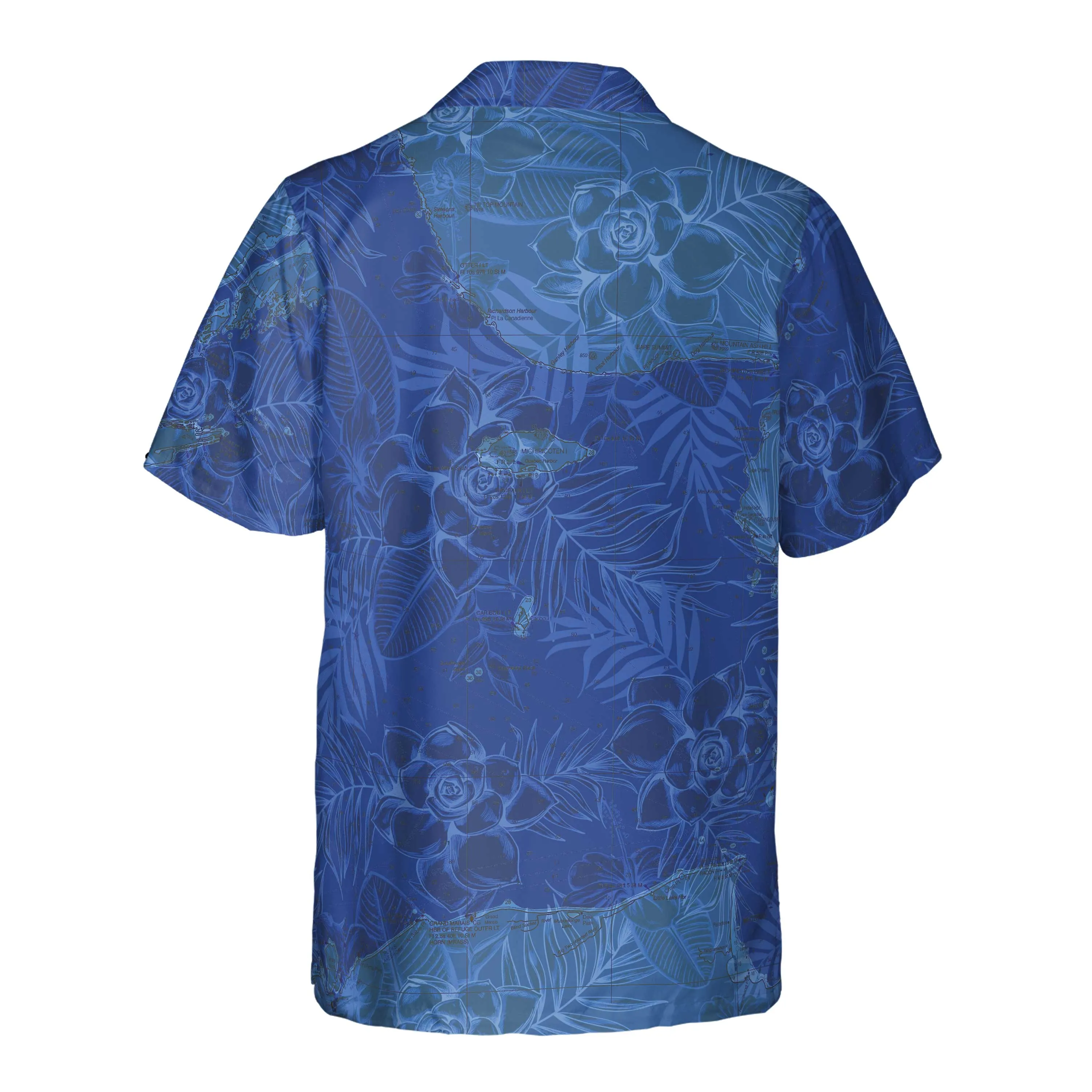 The Lake Superior Deep Blue Flowers Pocket Shirt