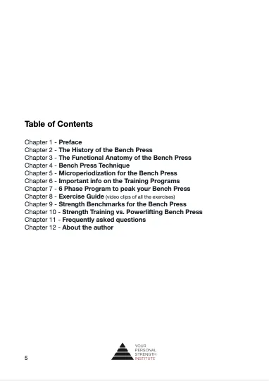 The YPSI Bench Press Manual