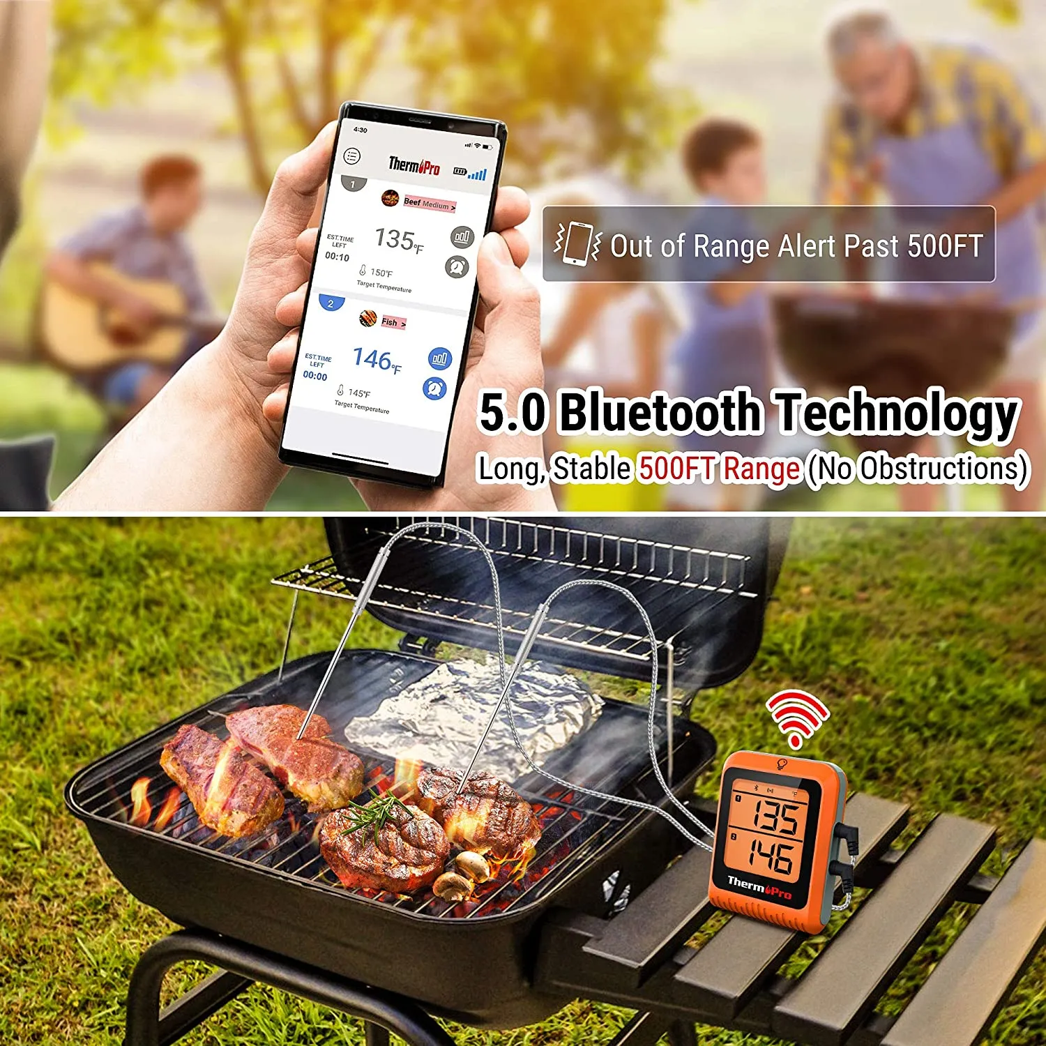 ThermoPro TP-25H2 Smart Bluetooth Meat Thermometer with Dual Probe